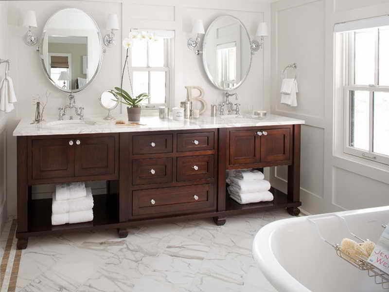 Find ideas for bathroom vanities with double the space, double  the storage,