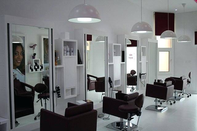 Panorama of a modern bright beauty salon